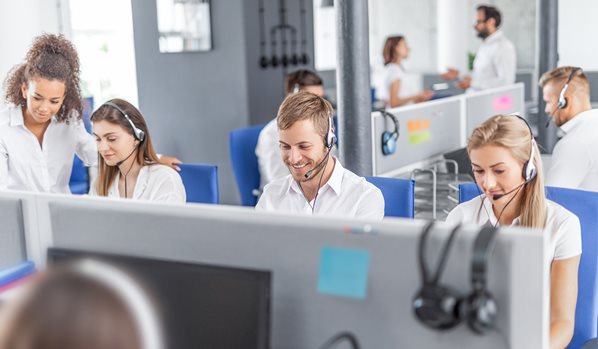 people are working in a call center