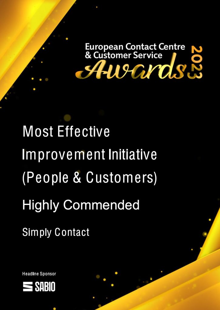 Simply Contact Celebrates Highly Commended Recognition by ECCCSA￼: №1